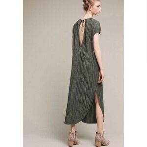 Sabina Musayev Anthropologie Textured Renaissance Green Maxi Dress Tie Closure